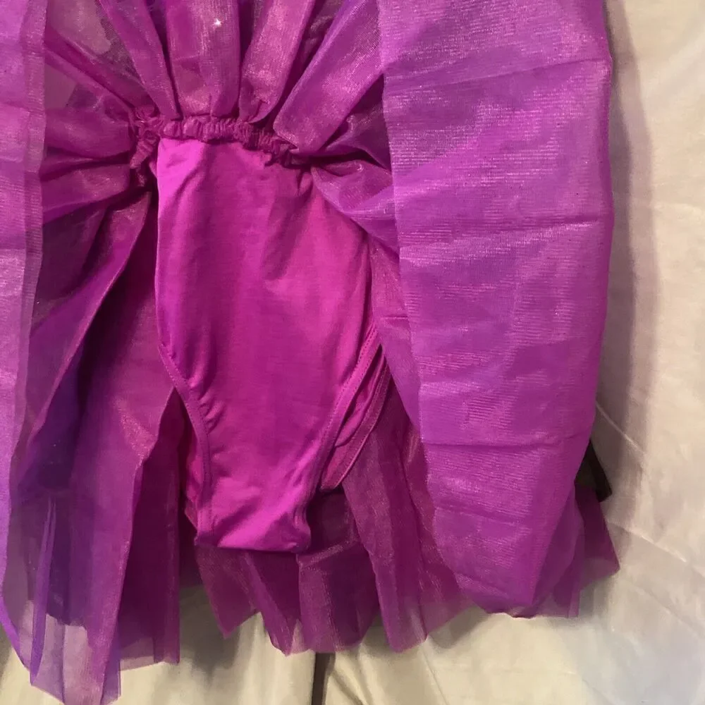 Wiessman Grape Purple Sequined Dance‎ Costume Girls Size LC With Barrette New